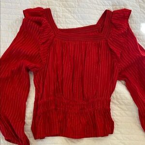 Universal Thread Red Blouse with Ruffle Sleeves